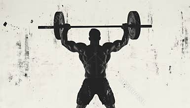 Silhouette Of A Weightlifter With A Barbell In Crossfit