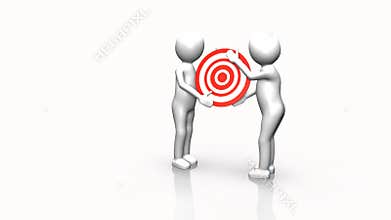 Two 3D men holding darts