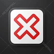 Red X Icon on White Square with Rounded Corners