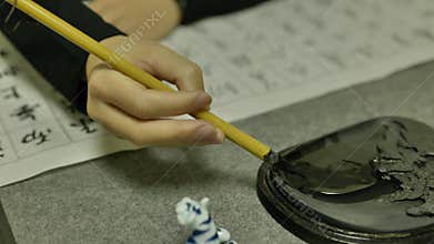 close shot of Chinese Calligraphy writing