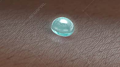 Skin surface acne growing shrink gel drop macro, looped switch