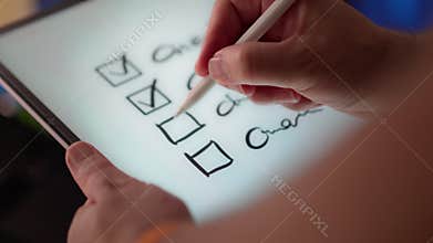 Digital Checklist Marked Tasks Completion tablet screen