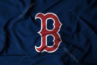 flag with the logo of the MLB Red Sox baseball team, 3d illustration