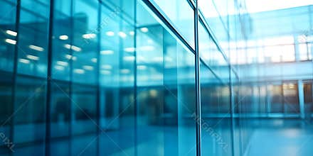 Generative AI Modern Glass Office Building With Reflective Blue Windows business concept.