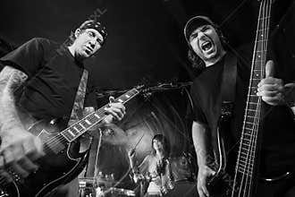 Heavy metal band playing loud music