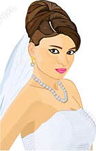 An elegant vector illustration of a beautiful bride in a white dress, perfect for weddings and bridal themes.