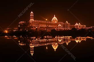 South block: Prime Minister Office fully illuminat