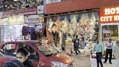 Delhi, India October 20 2024 Main Bazaar in Delhi, India. Bustling street life with colorful