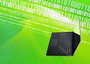 Laptop Digital Binary Background