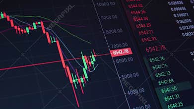 Rapid change of stock market with Exchange and bid, offer, volume on screen display