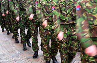 Soldiers marching.