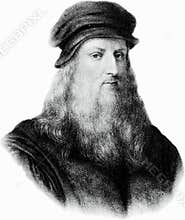 The image of Leonardo Da Vinci on a postcard sent around 1915