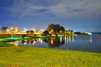 Scenic peaceful night at Lower Seletar Reservoir