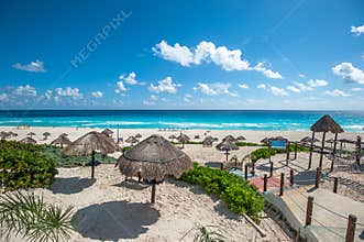 Dolphin Beach panorama, Cancun, Mexico
