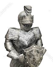 Old suit of armor isolated.