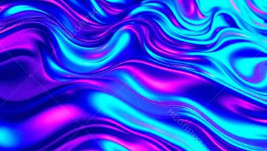 Iridescent holographic foil flowing creating abstract waves background