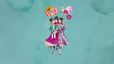 Three Chinese Opera Dancers