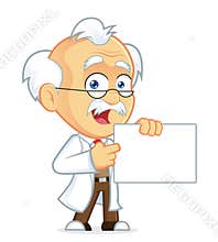Professor Holding a sign