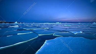 Frozen arctic ice landscape, polar region and winter scenery stock footage Generative AI
