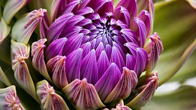 Purple dahlia flower close-up, floral detail and blossom beauty stock footage Generative AI