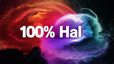 A colorful background with the words 100 halal written in white