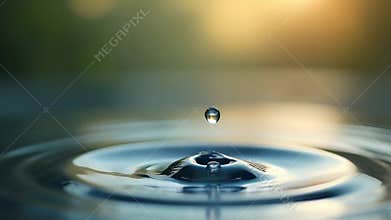 Mesmerizing Slow Motion: Water Drop Impact Creating Ripples on Tranquil Lake Surface