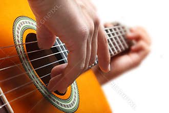 Playing guitar