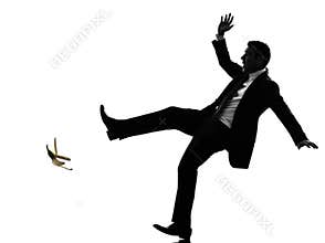 Unlucky carefree business man silhouette