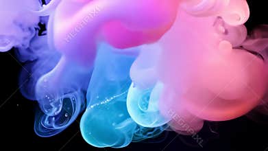A colorful cloud of smoke with a blue center