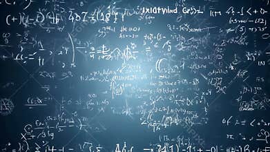 Complex Matrix of Glowing Mathematical Symbols and Formulas with Digital Diagrams and Figures. Background. Concept of