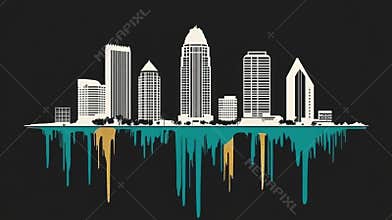 Tampa Skyline Drip Art