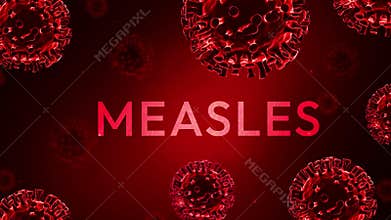 Measles Virus spreading among children around the globe, 4k concept animation in red color with typography.