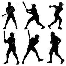 Baseball silhouettes set large pack of vector silhouette