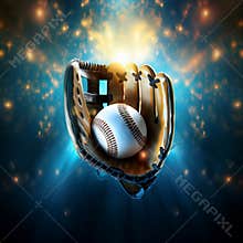 Baseball glove and ball close up. Image for a promotional post on social media about a sporting event, game day, sports