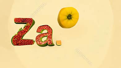 The word is \"ZAKAT\" and it is written in a creative and artistic way