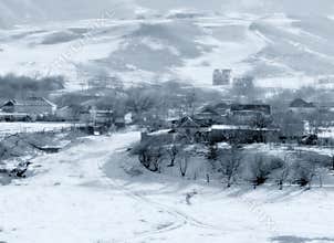 Winter mountain village