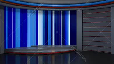 3D Virtual TV Studio News, Backdrop For TV Shows .TV On Wall.3D Virtual News Studio Background