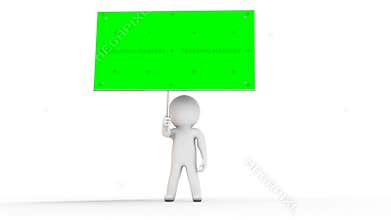 3d beautiful man with blank sign or card