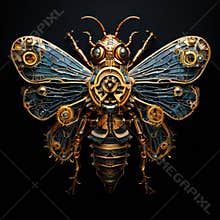 Steampunk mechanical bee with intricate gears