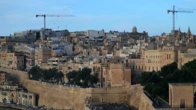 Historic Limestone Buildings and Fortifications in Valletta, Malta