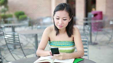 Smartphone girl using app on phone