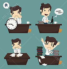 Set of businessman sitting on desk , office worker