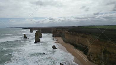 view of the Twelve Apostles off the shore of Port Campbell National Park by the Great Ocean Road