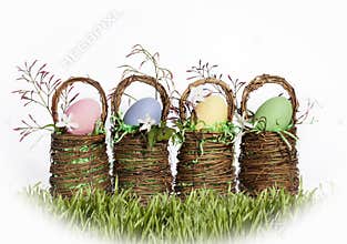 Easter Baskets Colored Eggs