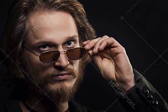 Blond Man With Moustache And Beard Wearing Sunglasses