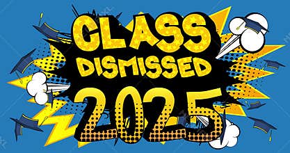 Class of 2025 greeting animation, comic book Graduation video. Retro comics pop art cartoon.