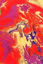 Abstract painting with flowing paint