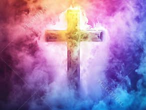 Cross in cloud of smoke