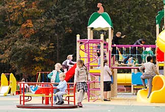 Children playing in an outdoor playground
