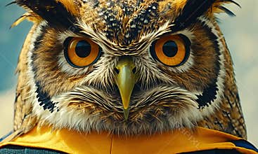 Wise owl in graduation gown